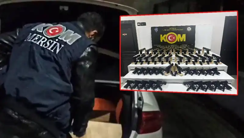 Mersin'de Şok! Küçük Bir Otomobilde Büyük Bir Silah Deposu Bulundu