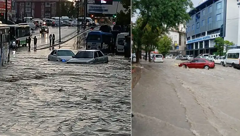Ankara'da Gelen Sağanak Yağış Hayatı Felç Etti: Arabalar Sürüklendi, Sokaklar Nehre Dönüştü